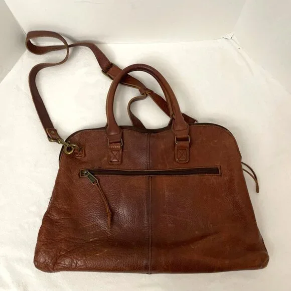 Duluth Trading Brown Leather Messenger Bag & Dust Bag Adjustable Shoulder Strap